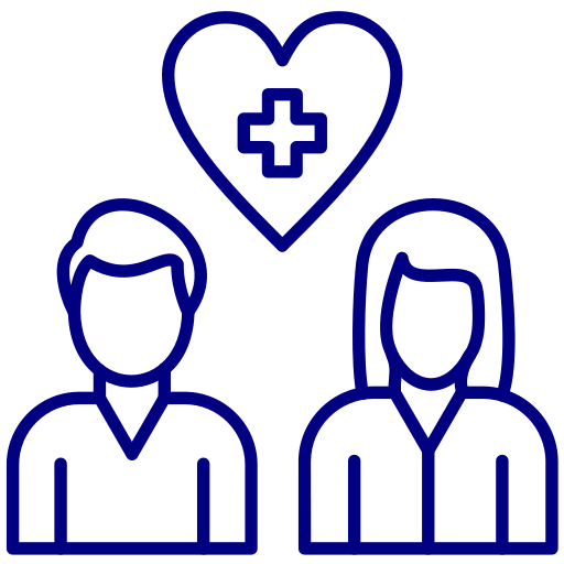 couple-counseling Icon of a person discussing medication, including pills and an injection, representing medical consultation or treatment