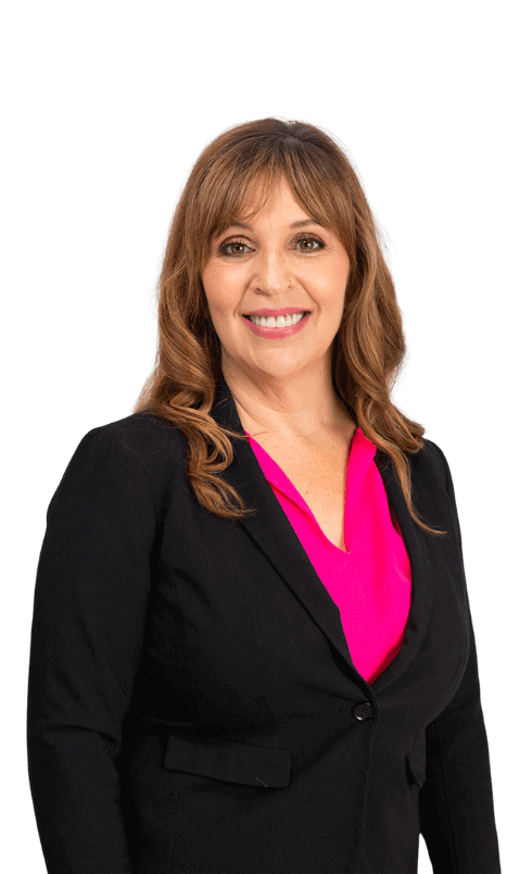 Rebecca Brinklow Vaughan Trauma-focused Therapist orlando Rebecca Brinklow Vaughan, LCSW, smiling in a black blazer and pink blouse