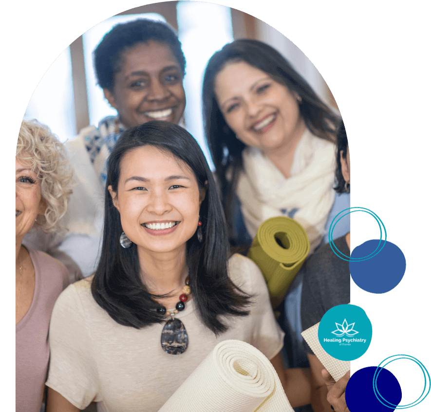 therapists that specialize in adhd altamonte springs florida-1 Group of smiling women holding yoga mats, representing ADHD treatment in Altamonte Springs.