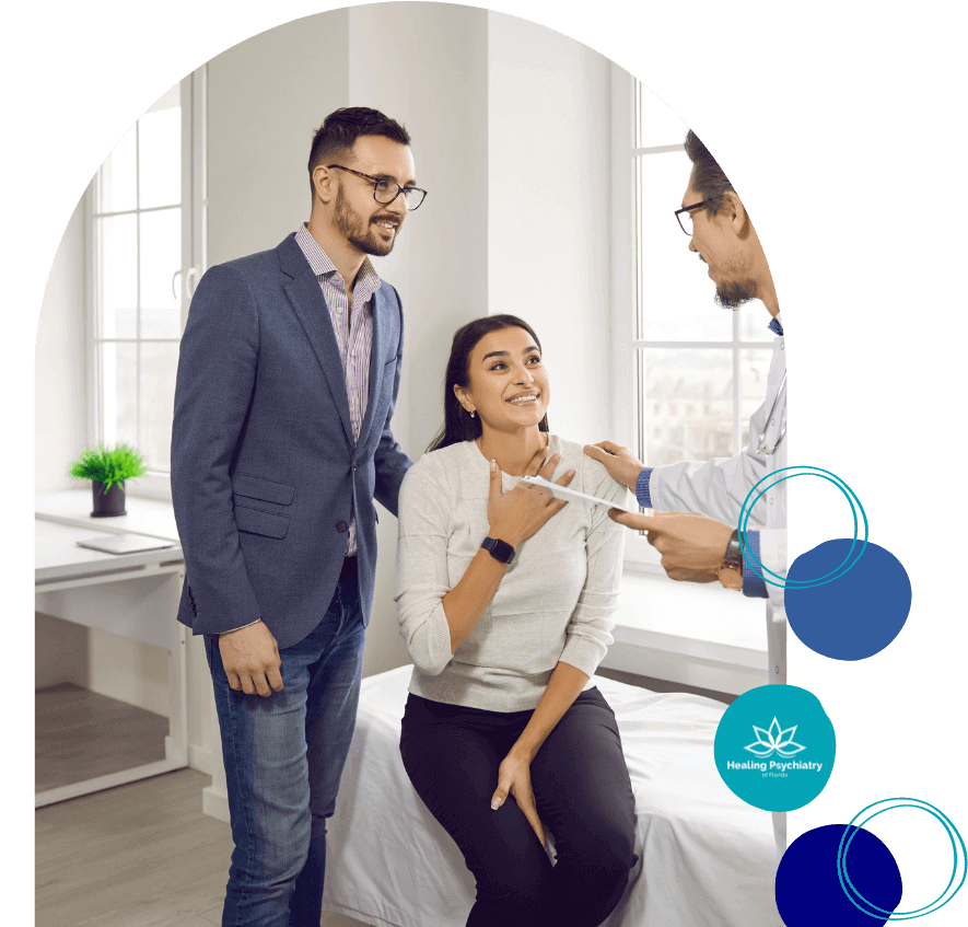 anxiety counseling casselberry happy couple talking to a doctor after receiving help from anxiety counseling in casselberry, florida