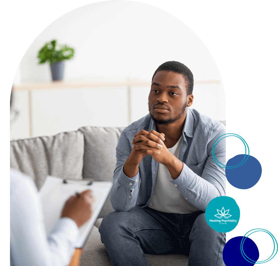 anxiety treatment casselberry man talking to a therapist while getting anxiety treatment in casseleberry