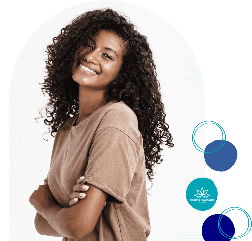 psychiatry and therapy Apopka, florida A happy woman after getting psychiatry services at healing psychiatry of Florida in Apopka, Florida