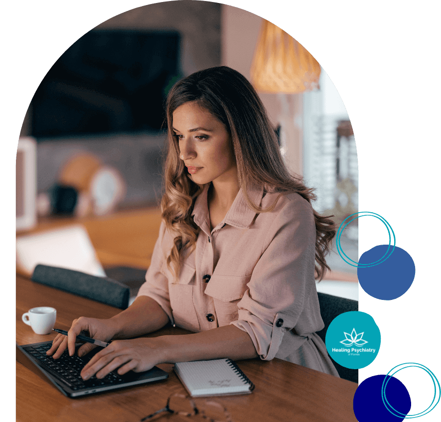 Focused individual engaging with tools learned during ADHD Therapy Sanford, enhancing concentration and productivity in her daily routine.