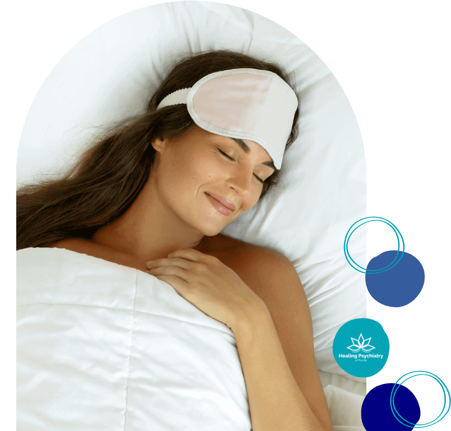 Contented woman asleep, demonstrating the successful outcomes of Sleep Therapy in the Altamonte Springs area.