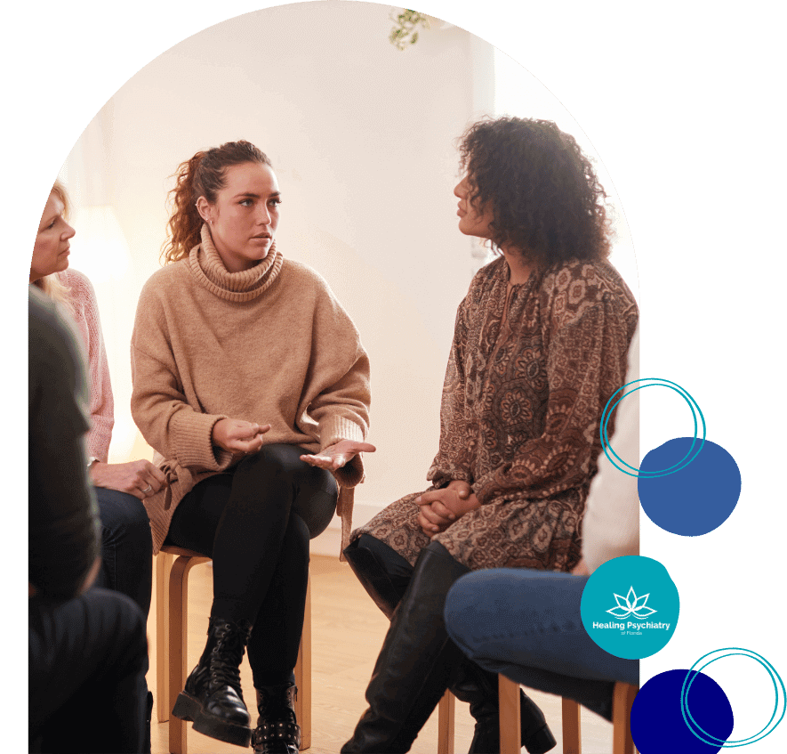Young woman with headphones using a tablet at a desk, representing ADHD treatment in Altamonte Springs.