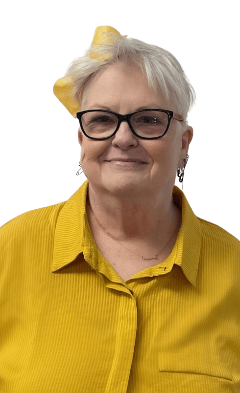 Portrait of Alice Portland wearing a yellow shirt and glasses, smiling against a white background. Licensed Mental Health Counselor with over 20 years of clinical experience working with children, adults, and the geriatric population.